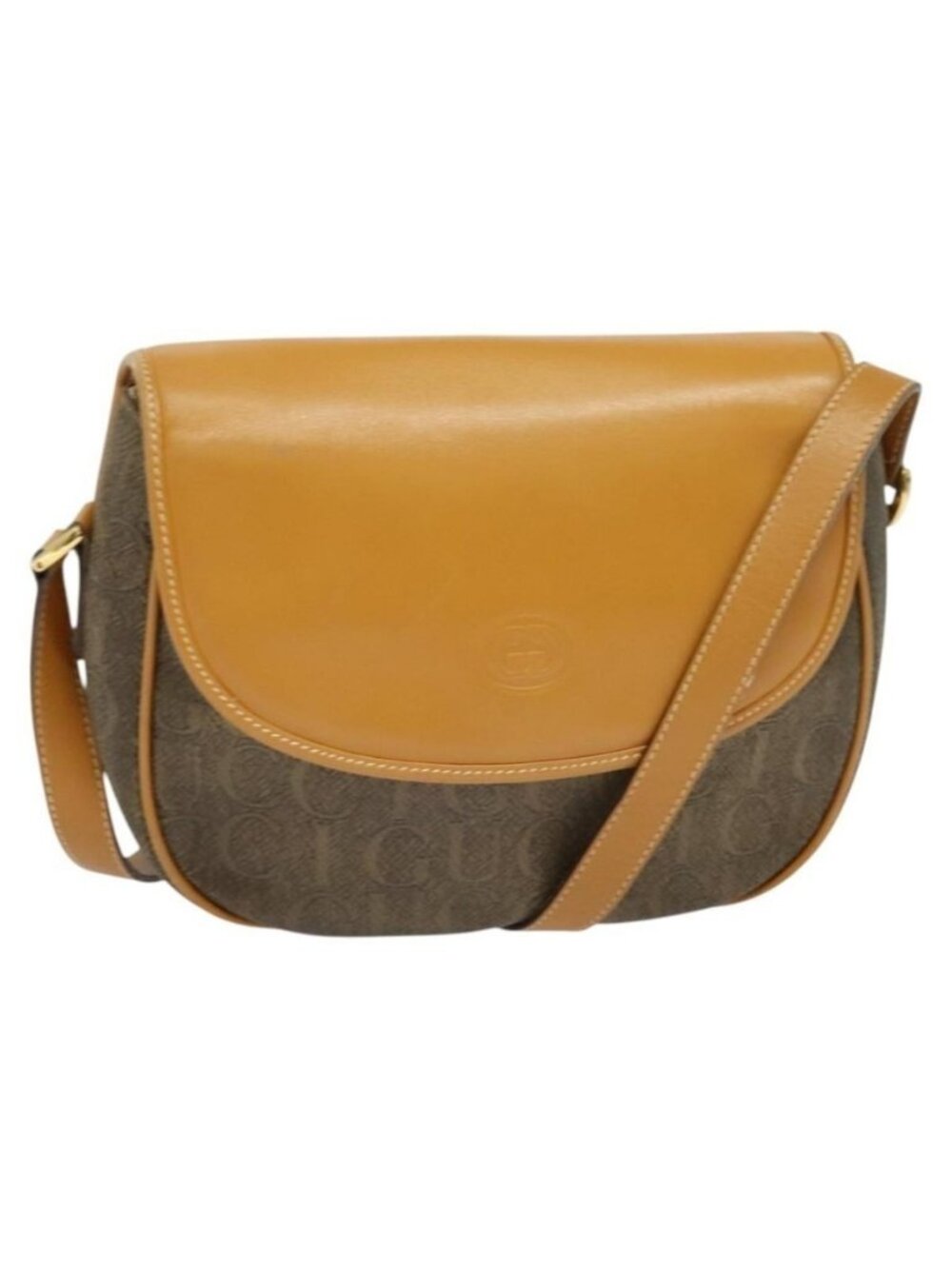 Authentic GUCCI Shoulder Bag PVC Brown Gold 001 084 1304